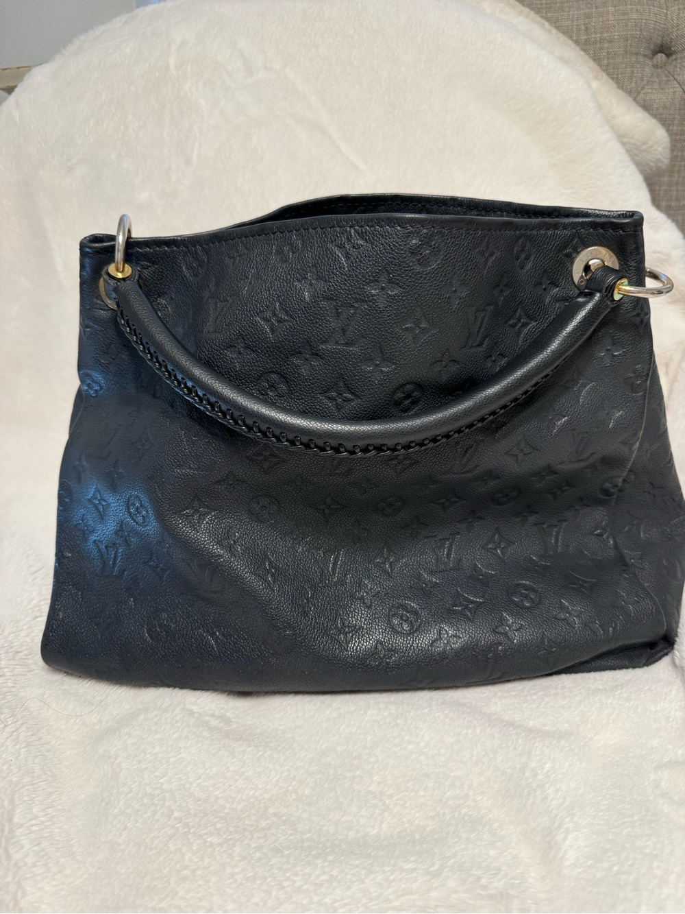 Louis Vuitton Black Embossed Leather Shoulder Hobo